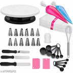 52-Piece Cake Decorating Kit with Rotating Turntable, Piping Bags & Icing Nozzles