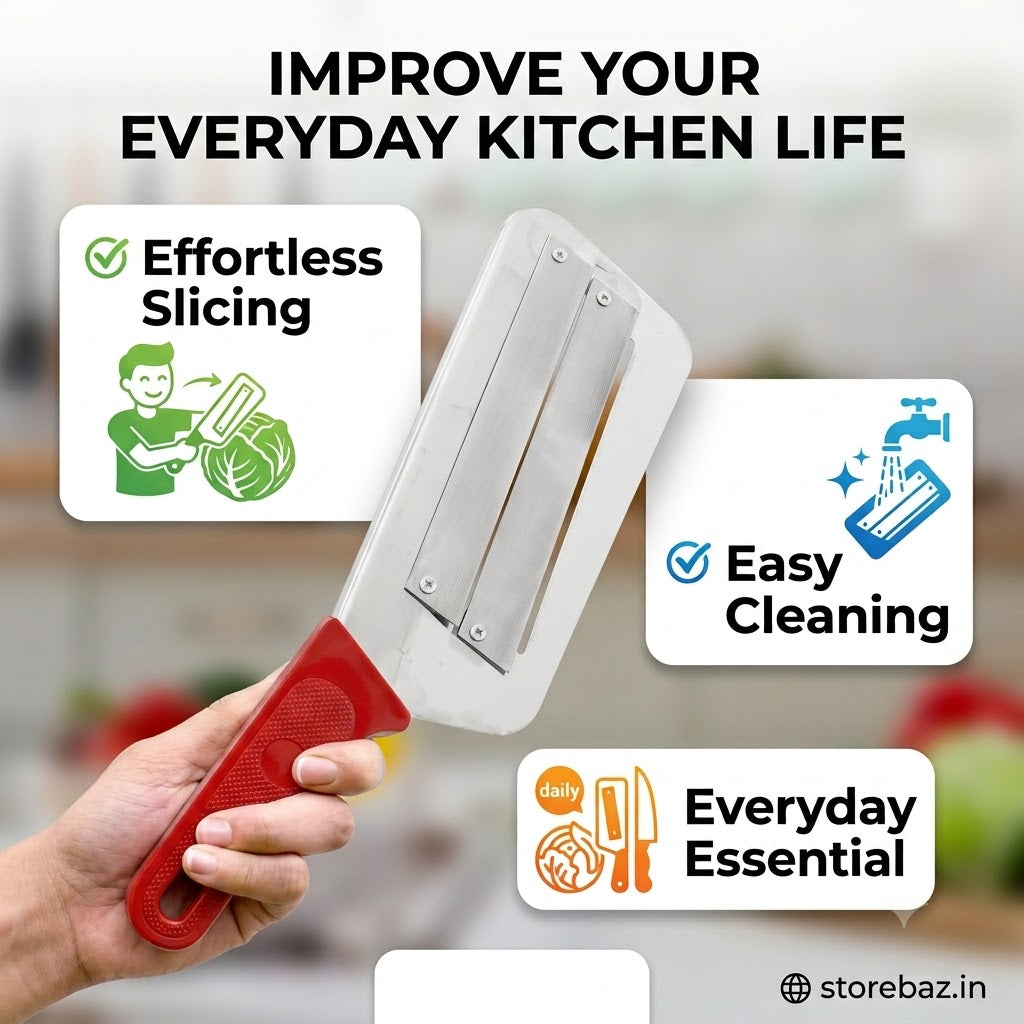 Stainless Steel Vegetable Slicer & Cabbage Shredder – Handheld Mandoline Cutter