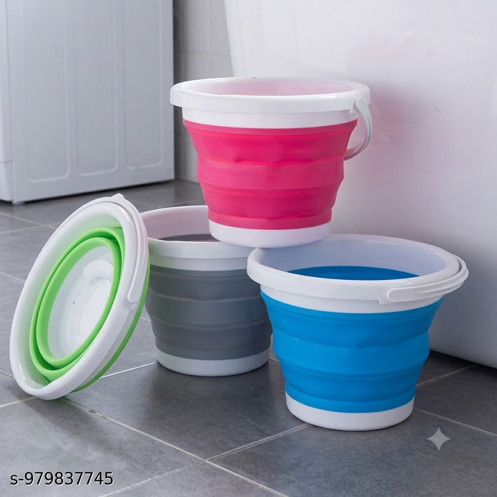 Foldable Silicone Bucket 5L with Handle | Portable Collapsible Water Bucket for Home, Travel & Cleaning