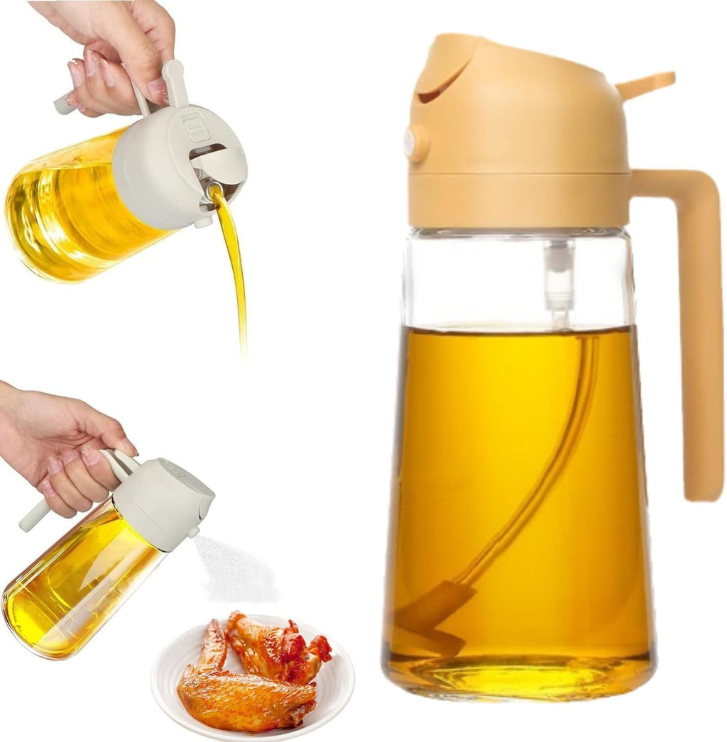 2-in-1 Oil Sprayer & Dispenser Bottle | Glass Olive Oil Spray Bottle for Air Fryer & Cooking