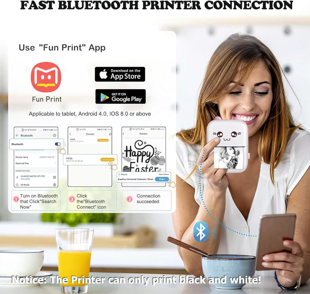 Mini Bluetooth Thermal Printer | Ink-Free Portable Label & Receipt Printer