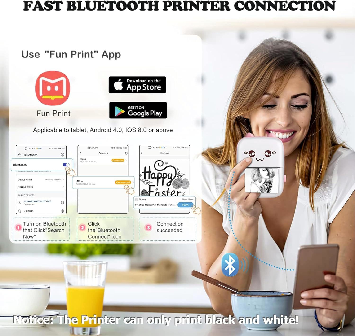 Mini Bluetooth Thermal Printer | Ink-Free Portable Label & Receipt Printer