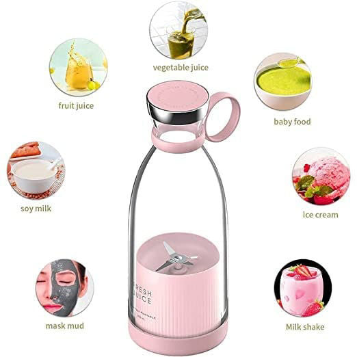 Portable Electric Juicer Blender Bottle | USB Rechargeable Smoothie Maker | 4 Stainless Steel Blades