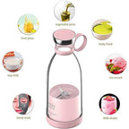Portable Electric Juicer Blender Bottle | USB Rechargeable Smoothie Maker | 4 Stainless Steel Blades