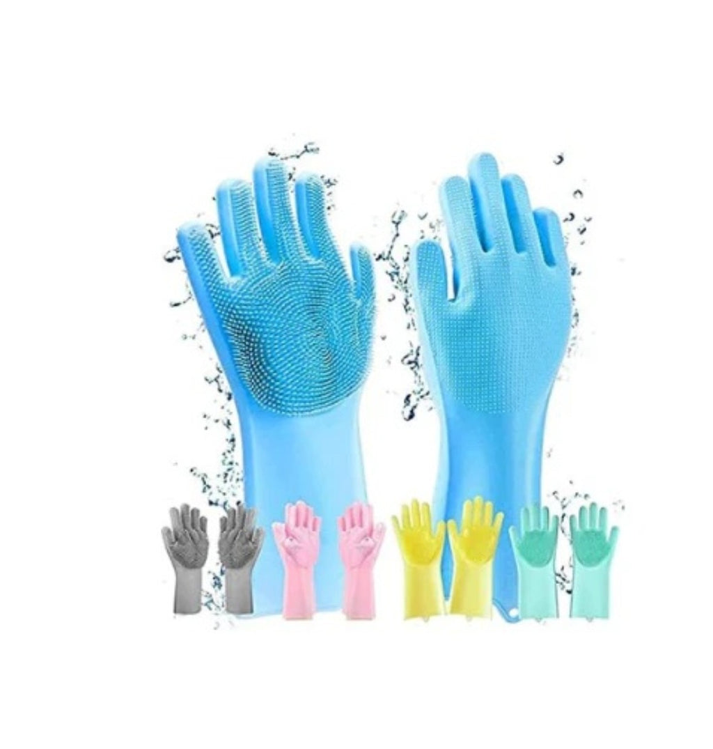 Silicone Scrubbing Cleaning Gloves | Reusable Dish Washing Gloves for Kitchen, Bathroom & Car Cleaning