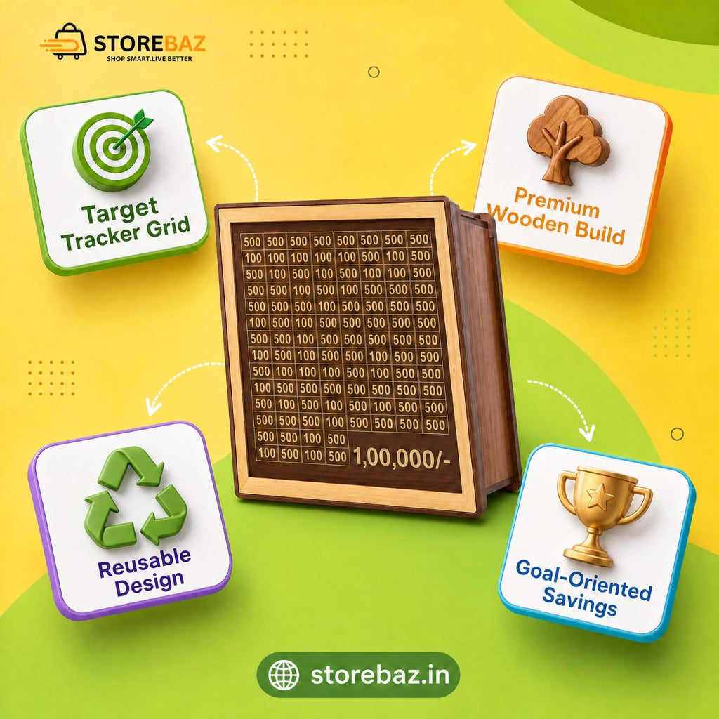 ₹1,00,000 Money Saving Box | Wooden Savings Challenge Piggy Bank | Gulak for Kids & Adults