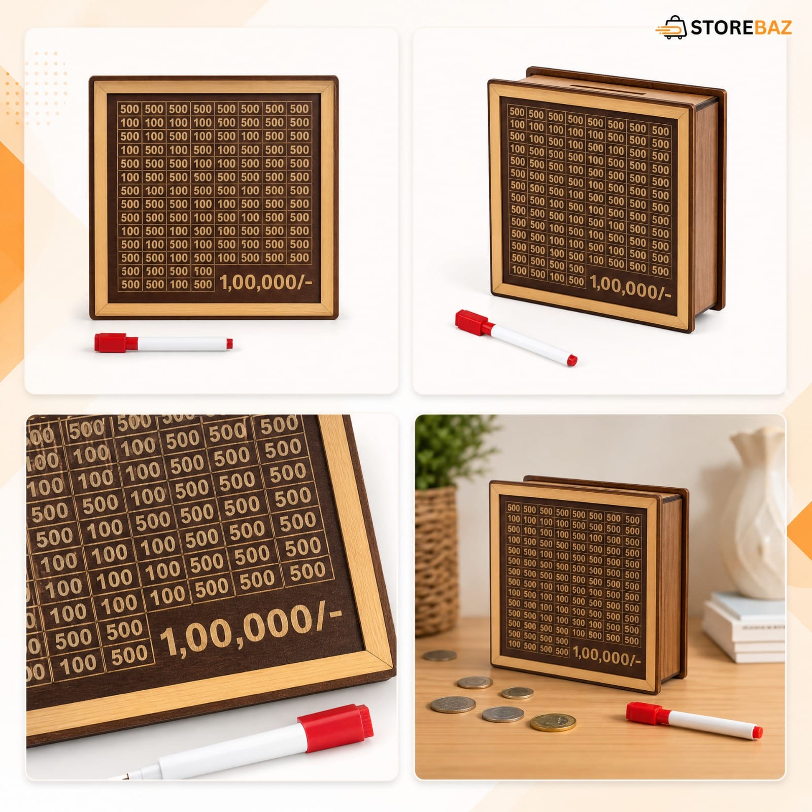 ₹1,00,000 Money Saving Box | Wooden Savings Challenge Piggy Bank | Gulak for Kids & Adults