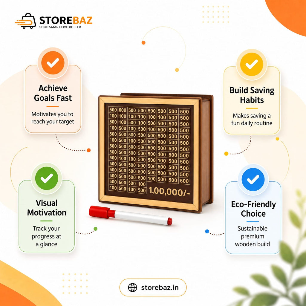 ₹1,00,000 Money Saving Box | Wooden Savings Challenge Piggy Bank | Gulak for Kids & Adults