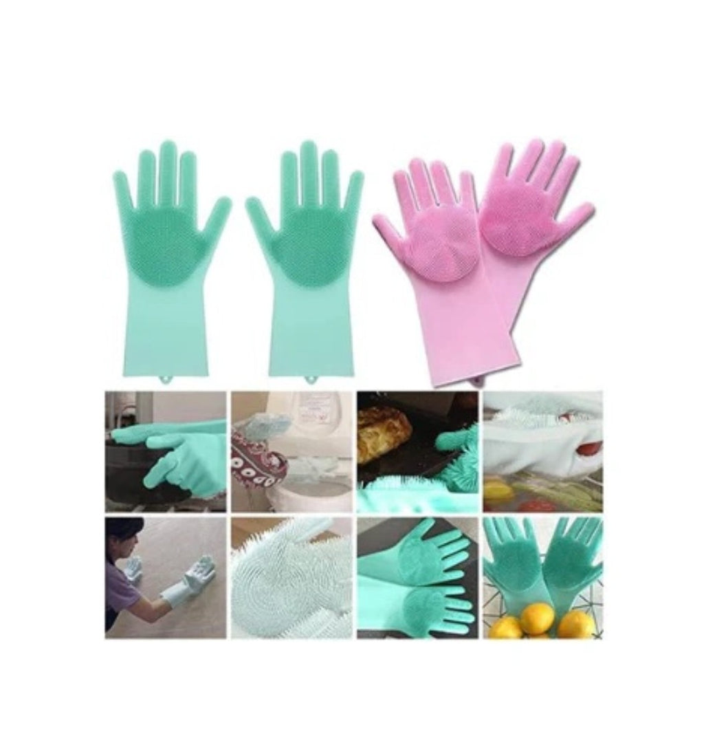 Silicone Scrubbing Cleaning Gloves | Reusable Dish Washing Gloves for Kitchen, Bathroom & Car Cleaning