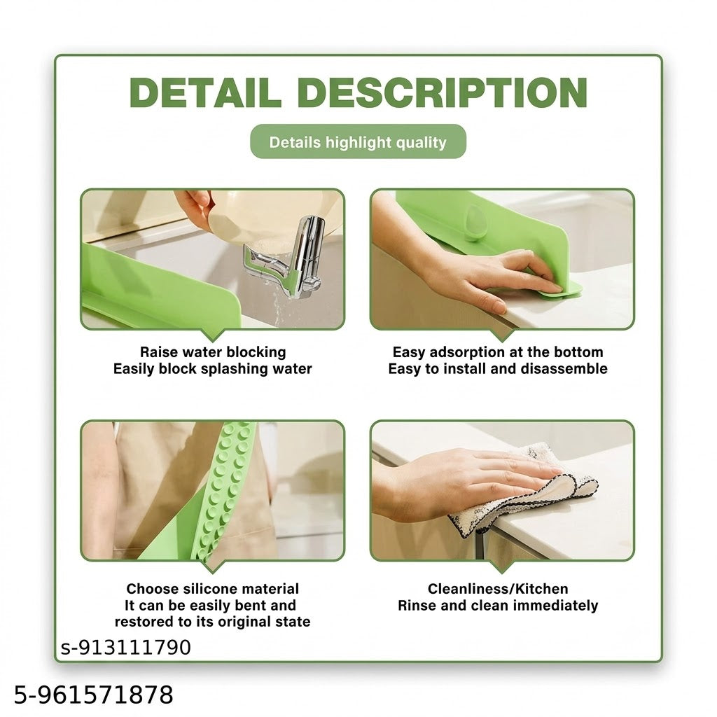 48CM Silicone Sink Splash Guard - Flexible Water Barrier for Kitchen & Bathroom