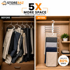 5-in-1 Trouser Hanger Organizer | Adjustable Stainless Steel Space-Saving Pants Hanger