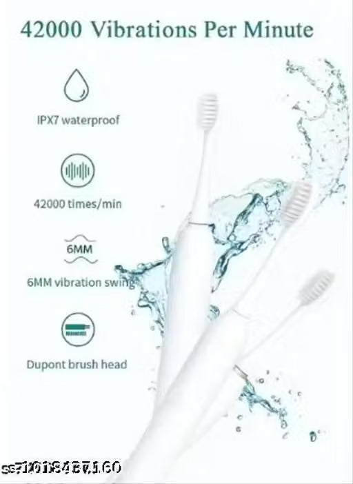 IPX7 Waterproof Sonic Electric Toothbrush | USB Rechargeable | 5 Brushing Modes | 4 Replaceable Brush Heads