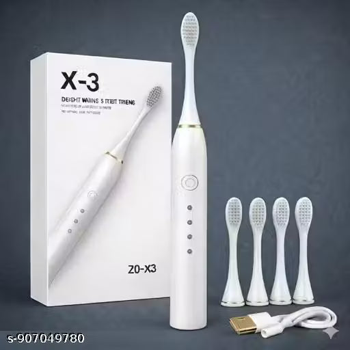 IPX7 Waterproof Sonic Electric Toothbrush | USB Rechargeable | 5 Brushing Modes | 4 Replaceable Brush Heads