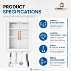 Wall Mounted Storage Cabinet with Transparent Double Door & Utility Hooks | Kitchen & Bathroom Organizer