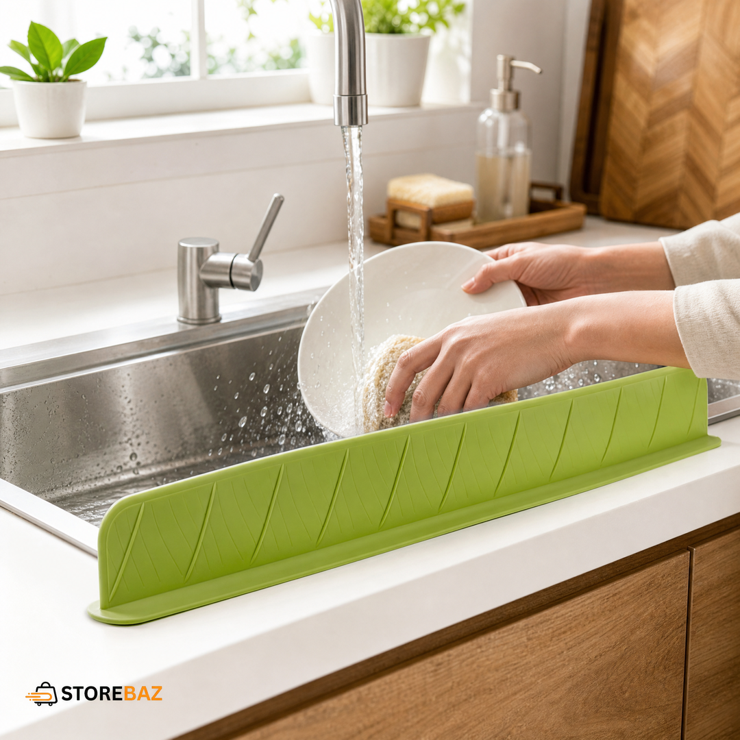 48CM Silicone Sink Splash Guard - Flexible Water Barrier for Kitchen & Bathroom