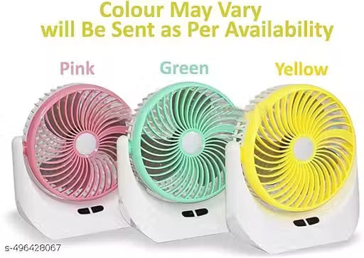 Rechargeable High Speed Table Fan with LED Light | Portable USB Fan for Home & Office